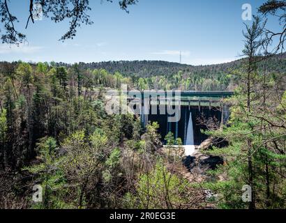 Vista della diga di Tallulah Falls Foto Stock