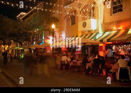 Espanola Way Restaurant Mall, South Beach, Miami, Florida, Stati Uniti Foto Stock