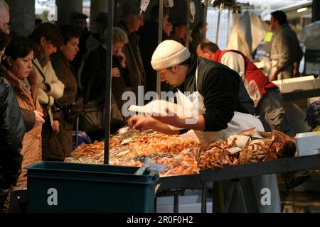 Mercato del pesce di Rialto, San Polo Venezia, Italia Foto Stock