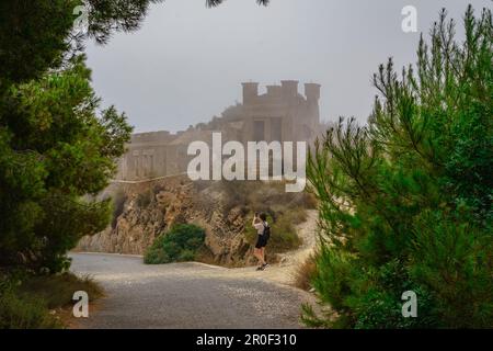 Castillitos batteria, Cartagena. Murcia. Spagna. Foto Stock