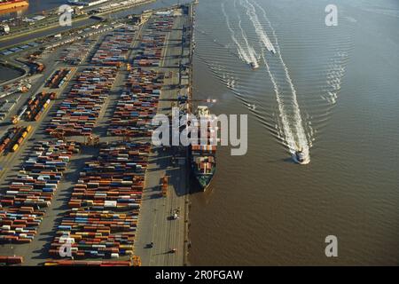 Container Harbour, Bremerhaven, la libera città anseatica di Brema, Germania Foto Stock