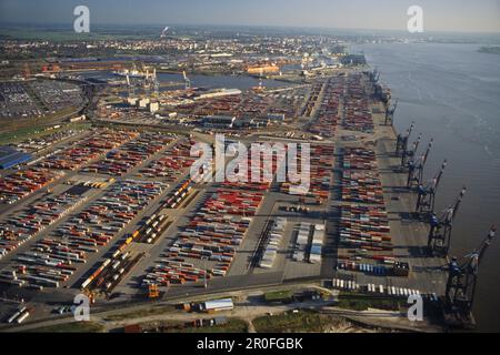Container Harbour, Bremerhaven, la libera città anseatica di Brema, Germania Foto Stock