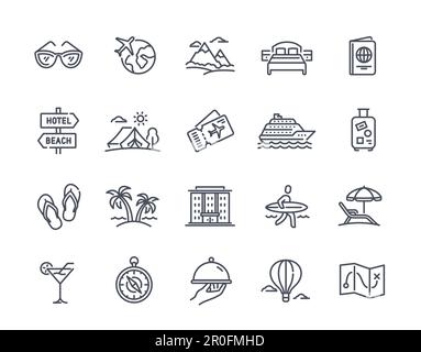 Set di icone semplici da viaggio Illustrazione Vettoriale