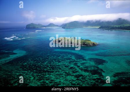 Vista aerea della laguna e dell'isola di Rabbit, dell'isola di Lord Howe, Australia Foto Stock