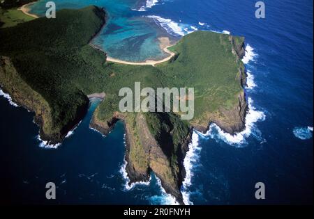 Vista aerea di North Bay e del Monte Eliza, isola di Lord Howe, Australia Foto Stock