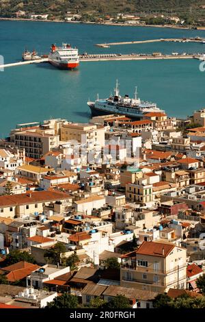 Grecia Zante città vista dalla collina Strani, centro storico, habitour Foto Stock