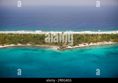 Vista sull'isola di Majuro, sulle isole Marshall, sull'atollo di Majuro, sulla Micronesia e sull'Oceano Pacifico Foto Stock