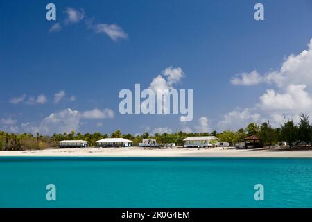 Laguna e Resort Bikini, Isole Marshall, Atollo Bikini, Micronesia, Oceano Pacifico Foto Stock