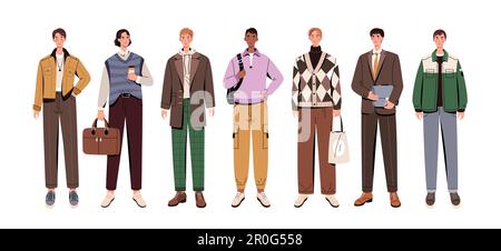 Gruppo di uomini alla moda Illustrazione Vettoriale