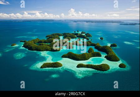 Vista Aerieal di settanta isole, Micronesia, Palau Foto Stock