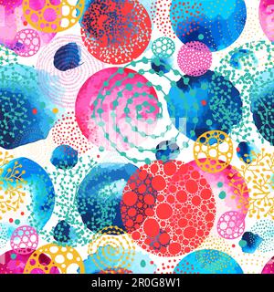 Cerchi grafici e acquerelli. Sfondo senza giunture. Illustrazione vettoriale Illustrazione Vettoriale