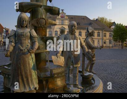 Fontana vicino al municipio, Lippstadt, Renania settentrionale-Vestfalia, Germania Foto Stock