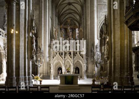 La Cattedrale gotica di San Stephanus e San Sisto, Halberstadt, Harz, Sassonia-Anhalt, Germania, Europa Foto Stock