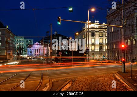 Lothringer Strasse di notte, Vienna, Austria Foto Stock