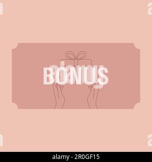 Buono regalo rosa con icona della confezione regalo. Bonus. Buoni regalo per lo shopping. Illustrazione vettoriale Illustrazione Vettoriale