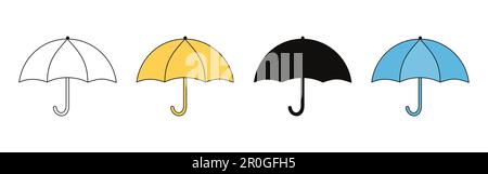 Ombrello icona set vettoriale design piatto. Illustrazione vettoriale Illustrazione Vettoriale