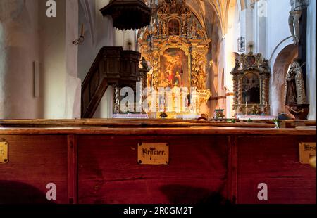 A Muenster del Frauenwoerth, Abbazia Frauenchiemsee, Fraueninsel, Chiemsee, Chiemgau, Alta Baviera, Baviera, Germania Foto Stock