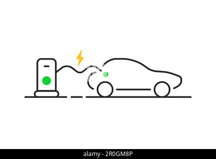 e-car sottile come una ricarica veloce Illustrazione Vettoriale