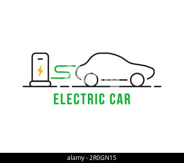 auto elettrica con stazione di ricarica Illustrazione Vettoriale