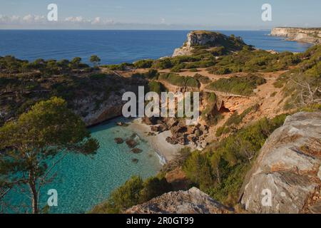 Calo d'es Moro, vicino a Cala S Amonia, vicino a Santanyi, Maiorca, isole Baleari, Spagna, Europa Foto Stock