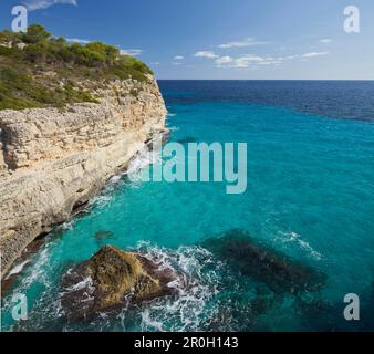 Costa ripida, Cala Romantica, Manacor, Maiorca, Spagna Foto Stock