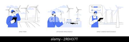 Illustrazioni vettoriali astratte di concetto di energia eolica. Illustrazione Vettoriale