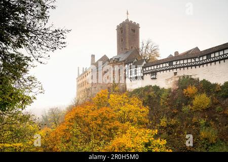 Castello di Wartburg. Fu durante il suo esilio al Castello di Wartburg che Martin Lutero tradusse il nuovo Testamento in tedesco. Nel 1999 il sito è stato aggiunto a. Foto Stock