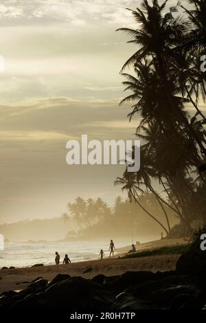 Spiaggia di Unawatuna, Galle District, sud della provincia, Sri Lanka Foto Stock