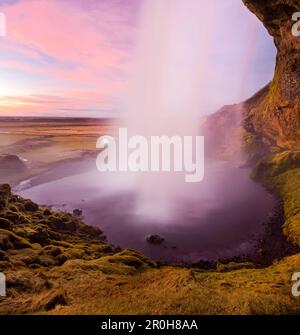 Seljalandsfoss cascata, Sud Islanda Islanda Foto Stock