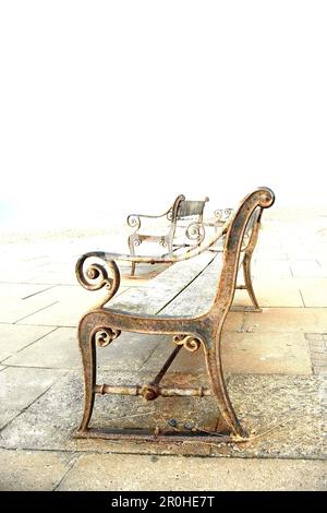 Panchine in stile vittoriano sulla spiaggia di Skagen, Danimarca, Skagen Foto Stock