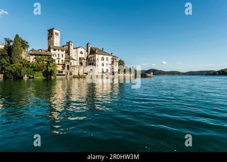 Vista sul lago d'Orta all' Isola di San Giulio, Piemonte, Italia Foto Stock