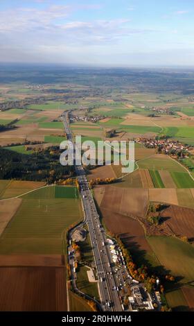 Vista da un aereo, autostrada A9, autostrada a nord di Monaco, Baviera, Germania Foto Stock