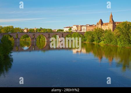 Vista a Montauban, Musée Ingres, Pont Vieux, Tarn, Dipartimento Tarn-et-Garonne, Regione Aquitania, Francia, Europa Foto Stock