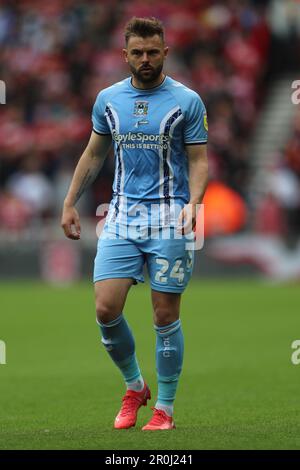 Middlesbrough, Regno Unito. 8th maggio 2023.Matthew Godden di Coventry City durante la partita del campionato Sky Bet tra Middlesbrough e Coventry City al Riverside Stadium, Middlesbrough lunedì 8th maggio 2023. (Foto: Mark Fletcher | NOTIZIE MI) Credit: NOTIZIE MI & Sport /Alamy Live News Foto Stock