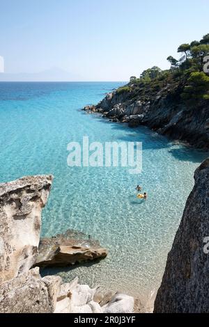 Kavourotripes Beach, di Vourvourou, Sithonia, Calcidica, Grecia Foto Stock