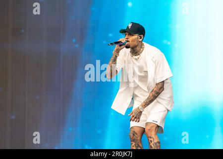 Las Vegas, Stati Uniti. 06th maggio, 2023. Chris Brown durante il Lovers & Friends Music Festival il 6 maggio 2023, a Las Vegas, Nevada (Foto di Daniel DeSlover/Sipa USA) Credit: Sipa USA/Alamy Live News Foto Stock