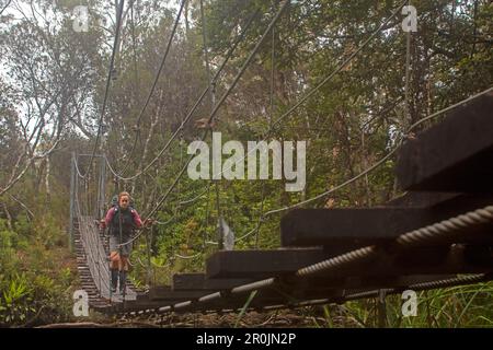 Ponte che attraversa il fiume Loddon sul sentiero per Frenchmans Cap Foto Stock