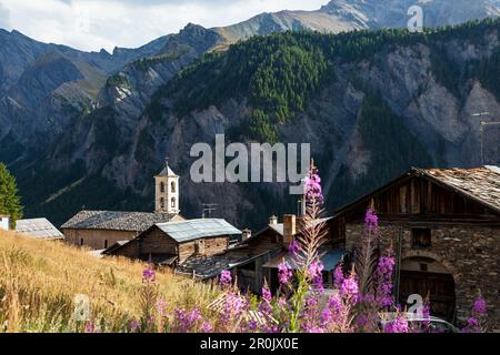 Saint Veran, uno dei più bei villaggi di Francia, Guillestre, Queyras, Regione Provence-Alpes-Côte d'Azur, Hautes-Alpes, Francia, Europa Foto Stock