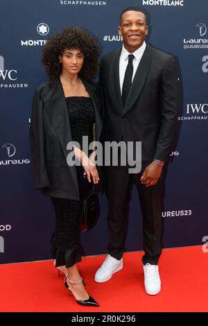 Alizee Priso e Cameron Woki arrivano ai Laureus World Sport Awards 2023 a Parigi, il 08 maggio 2023 a Cour Vendome. Foto di Laurent ZabulonABACAPRESS.COM Foto Stock