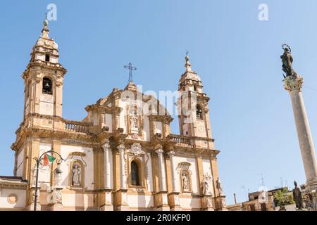 Torri della Chiesa di S. Domenico e Chiesa in Piazza San Domenico, Palermo, Sicilia, Italia, Europa Foto Stock