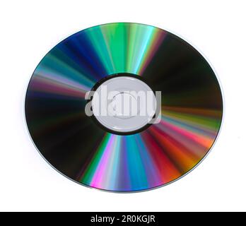 Compact Disc Reflecting Light Spectrum isolato su bianco Foto Stock