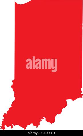 Mappa dei colori CMYK ROSSO di INDIANA, USA Illustrazione Vettoriale