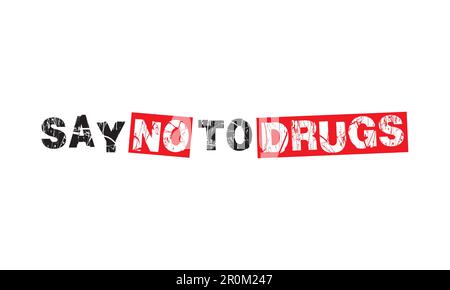Dire No al vettore di disegno del testo dei farmaci isolato su sfondo bianco. Illustrazione Vettoriale
