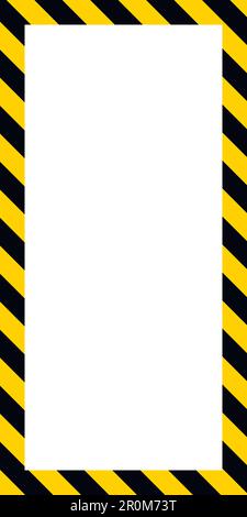Cornice per striscioni verticale, strisce diagonali gialle e nere Illustrazione Vettoriale