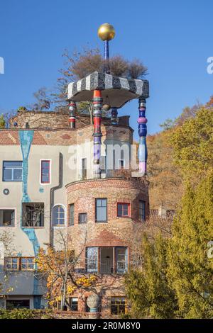 Hundertwasserhaus al Quellenpark di Bad Soden nel Taunus, Main-Taunus-Kreis, Assia Foto Stock