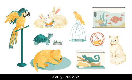 Animali domestici e animali domestici. Clip vettoriale per cartoni animati Illustrazione Vettoriale