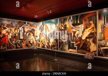 Sezione di 'America Today' di Thomas Hart Benton al Metropolitan Museum di New York, USA Foto Stock