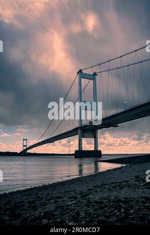 Ponte sospeso sul fiume Severn. Foto Stock