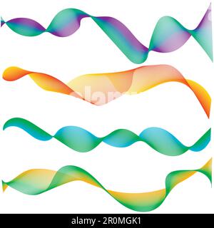 Onde multiple Abstract strisce ondulate, elementi di progettazione creati con lo strumento di fusione. Linea creativa vettoriale. Suono grafico, traccia soft della forma d'onda del contorno Illustrazione Vettoriale