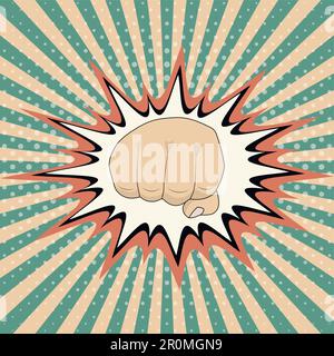Vector pop art fumetto fumetto crash plotion graph, Vintage Pop Art punzonatura pugno pugno pugno pugnale pugnale pugnale Illustrazione Vettoriale